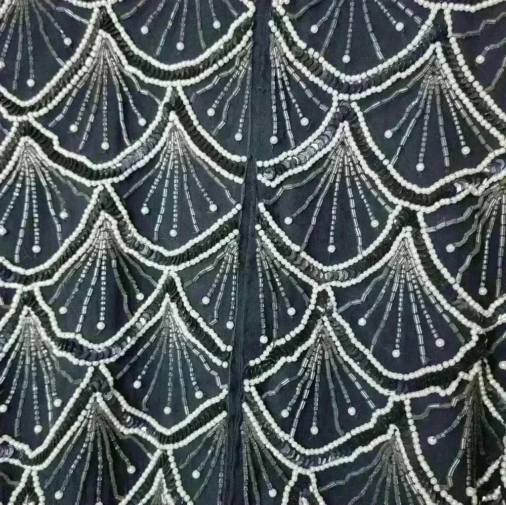 Laurence Kagar Black Color Silk Sequin Beaded Pearl Blouse.SIZE L - Picture 5 of 7